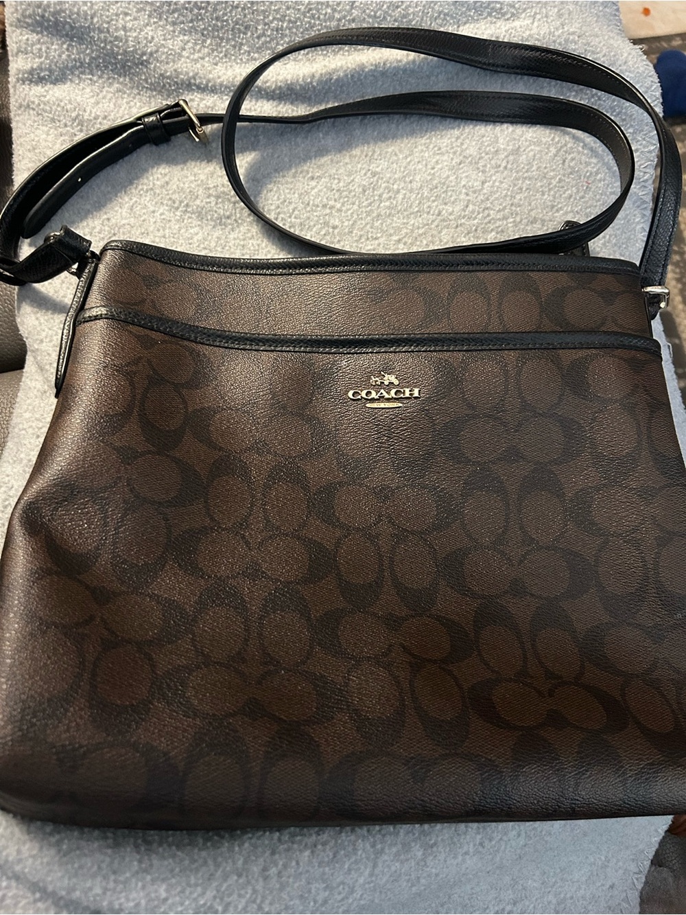 Coach Brown Signature Crossbody with Black Trim